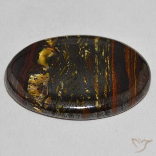 Oeil de Tigre Matrice Multicolore naturelle ovale, 29.37 ct, Opaque
