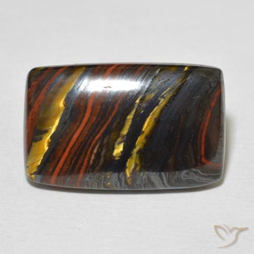 Oeil de Tigre Matrice Multicolore naturelle Coussin, 17.51 ct, Opaque