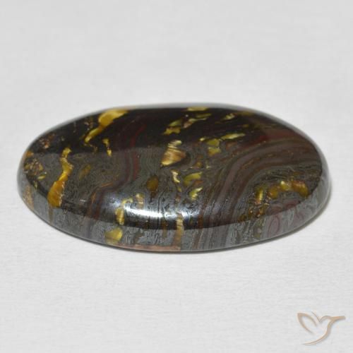Oeil de Tigre Matrice Multicolore naturelle ovale, 26.41 ct, Opaque