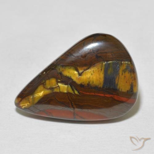 16.40ct Naturel Multicolore Oeil de Tigre Matrice, En forme de poire, Opaque