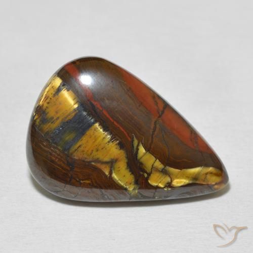Oeil de Tigre Matrice Multicolore naturelle En forme de poire, 16.40 ct, Opaque