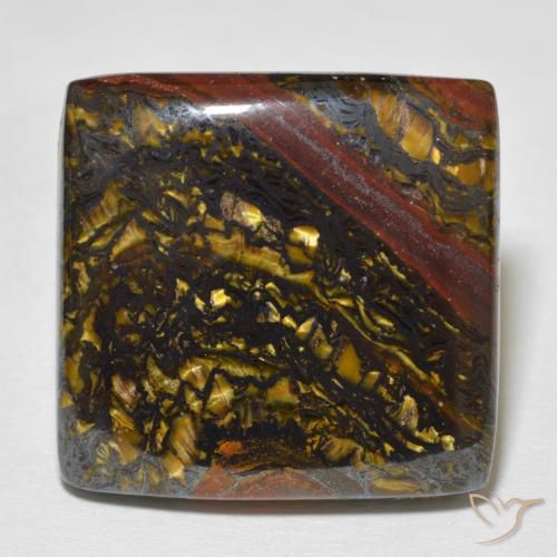 Oeil de Tigre Matrice Multicolore naturelle Carré, 41.55 ct, Opaque