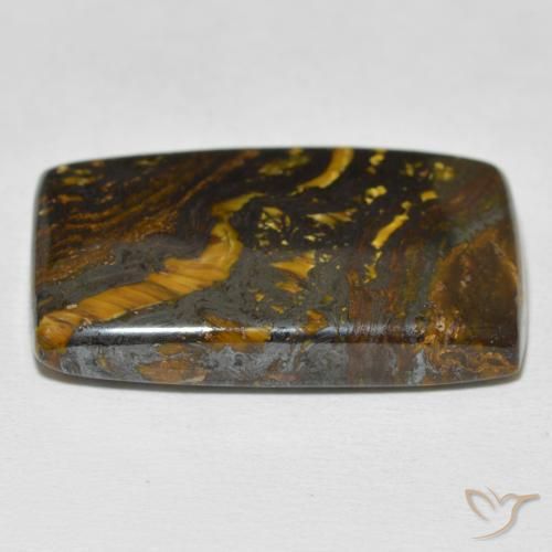 Oeil de Tigre Matrice Multicolore naturelle Coussin, 34.70 ct, Opaque