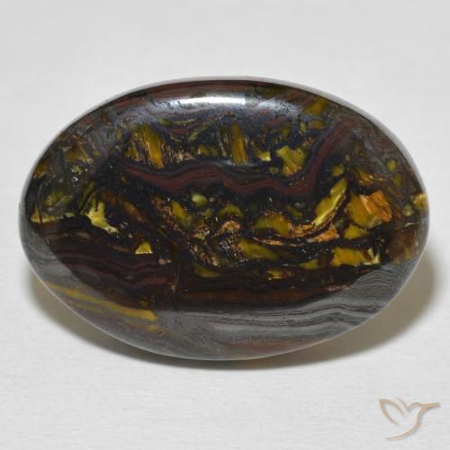 Oeil de Tigre Matrice Multicolore naturelle ovale, 21.65 ct, Opaque