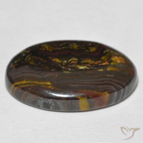 Oeil de Tigre Matrice Multicolore naturelle ovale, 21.65 ct, Opaque