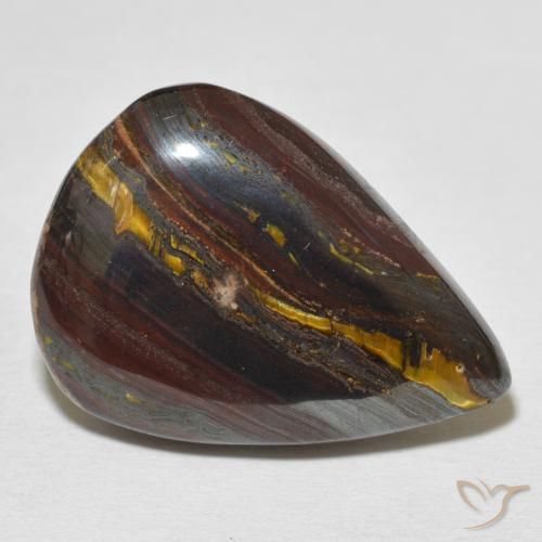 Oeil de Tigre Matrice Multicolore naturelle En forme de poire, 27.18 ct, Opaque