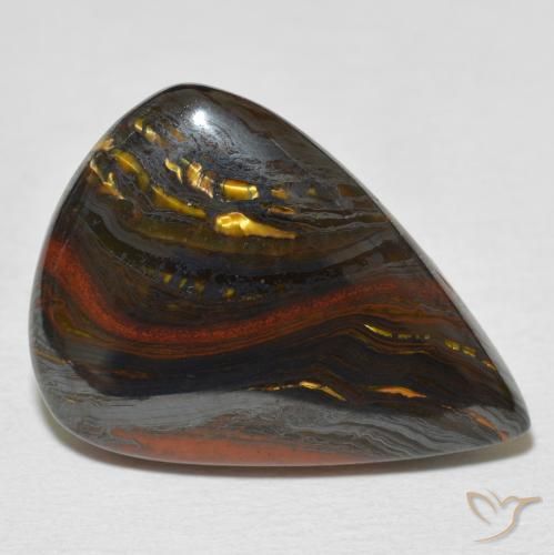 Oeil de Tigre Matrice Multicolore naturelle En forme de poire, 20.61 ct, Opaque