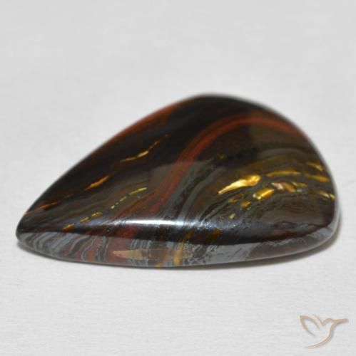 Oeil de Tigre Matrice Multicolore naturelle En forme de poire, 20.61 ct, Opaque