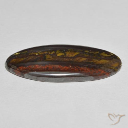 Oeil de Tigre Matrice Multicolore naturelle ovale, 31.43 ct, Opaque