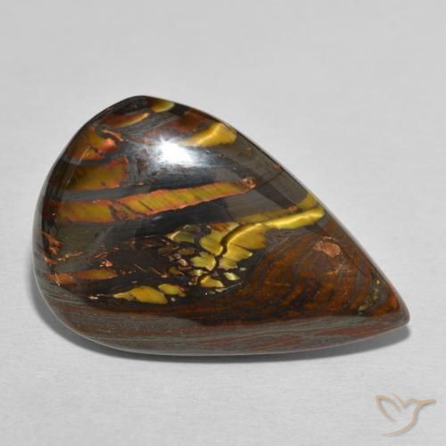Oeil de Tigre Matrice Multicolore naturelle En forme de poire, 29.62 ct, Opaque