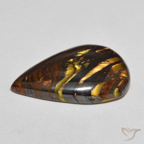 Oeil de Tigre Matrice Multicolore naturelle En forme de poire, 29.62 ct, Opaque