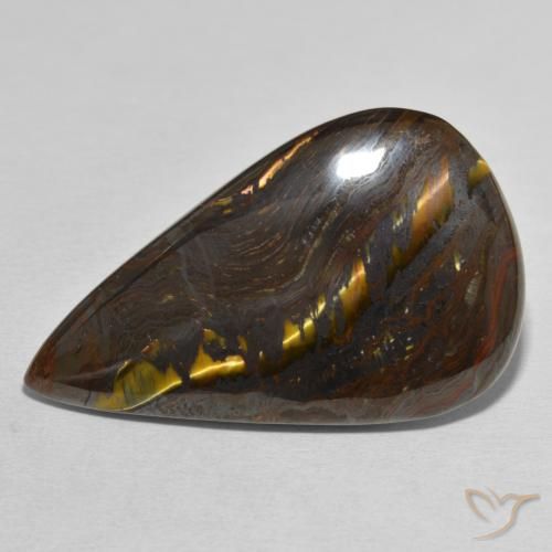 Oeil de Tigre Matrice Multicolore naturelle En forme de poire, 38.25 ct, Opaque