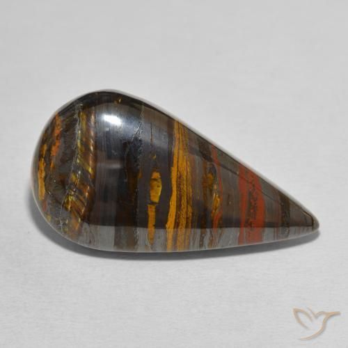 Oeil de Tigre Matrice Multicolore naturelle En forme de poire, 31.01 ct, Opaque