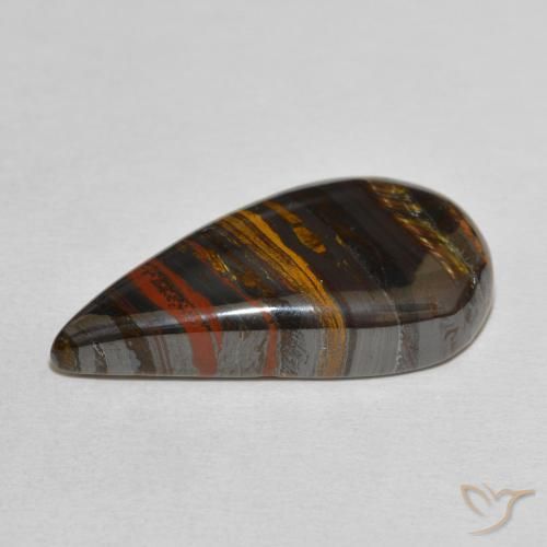 Oeil de Tigre Matrice Multicolore naturelle En forme de poire, 31.01 ct, Opaque