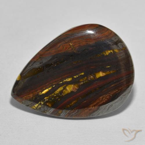 Oeil de Tigre Matrice Multicolore naturelle En forme de poire, 40.33 ct, Opaque