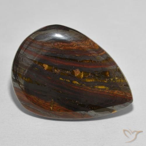 Oeil de Tigre Matrice Multicolore naturelle En forme de poire, 40.33 ct, Opaque
