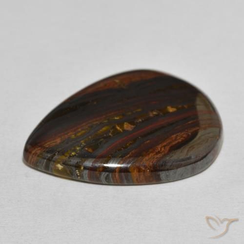 Oeil de Tigre Matrice Multicolore naturelle En forme de poire, 40.33 ct, Opaque