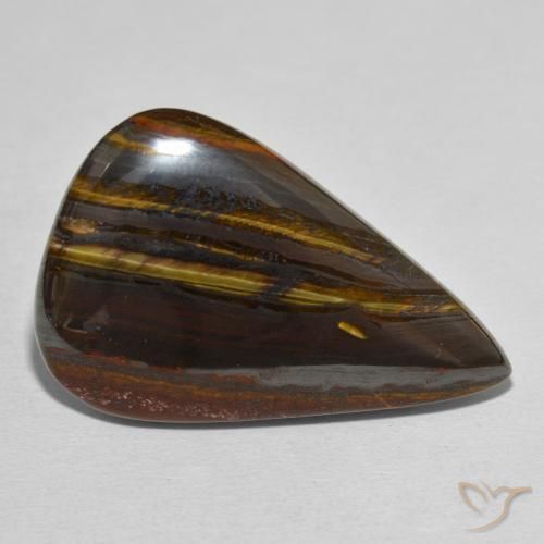 Oeil de Tigre Matrice Multicolore naturelle En forme de poire, 39.70 ct, Opaque