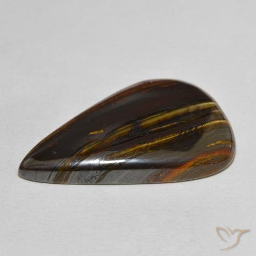 Oeil de Tigre Matrice Multicolore naturelle En forme de poire, 39.70 ct, Opaque