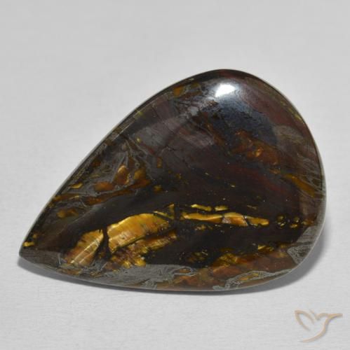 Oeil de Tigre Matrice Multicolore naturelle En forme de poire, 39.31 ct, Opaque