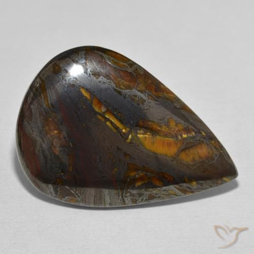 Oeil de Tigre Matrice Multicolore naturelle En forme de poire, 39.31 ct, Opaque