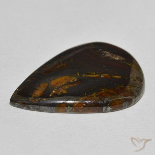 Oeil de Tigre Matrice Multicolore naturelle En forme de poire, 39.31 ct, Opaque