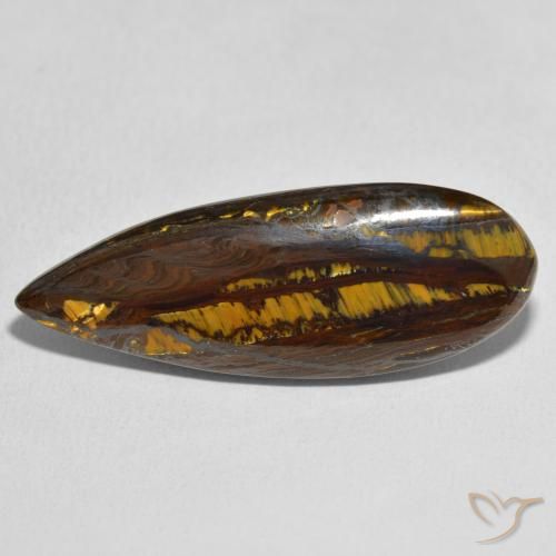Oeil de Tigre Matrice Multicolore naturelle En forme de poire, 27.49 ct, Opaque