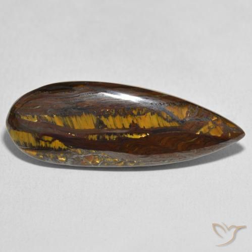 Oeil de Tigre Matrice Multicolore naturelle En forme de poire, 27.49 ct, Opaque