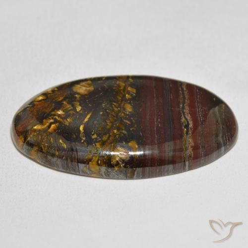 Oeil de Tigre Matrice Multicolore naturelle ovale, 48.77 ct, Opaque