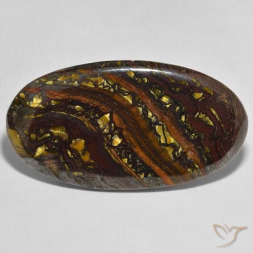 Oeil de Tigre Matrice Multicolore naturelle ovale, 49.22 ct, Opaque