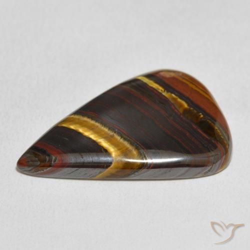 Oeil de Tigre Matrice Multicolore naturelle En forme de poire, 25.07 ct, Opaque