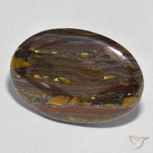 Oeil de Tigre Matrice Multicolore naturelle ovale, 37.29 ct, Opaque