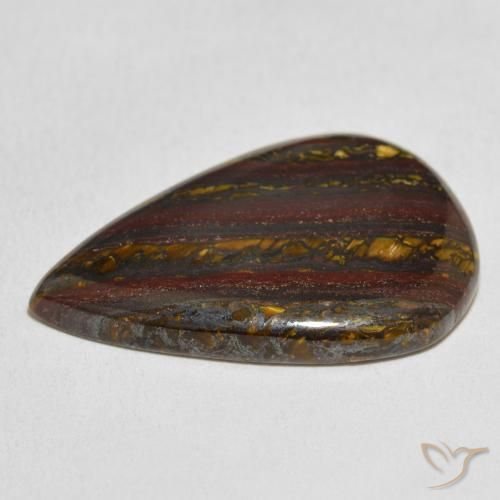 Oeil de Tigre Matrice Multicolore naturelle En forme de poire, 26.73 ct, Opaque
