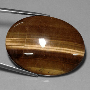 Tiger's eye marron naturelle coupe ovale, 75,05 ct, opaque