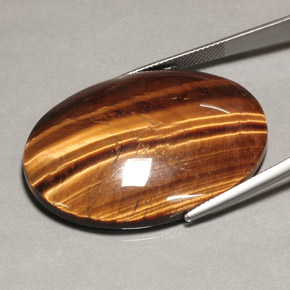 Tiger's eye marron naturelle coupe ovale, 74,22 ct, opaque