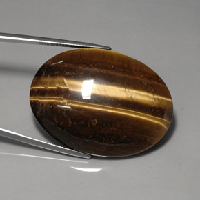 Tiger's eye marron naturelle coupe ovale, 76,92 ct, opaque