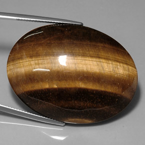 Tiger's eye marron naturelle coupe ovale, 76,52 ct, opaque