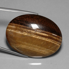Tiger's eye marron naturelle coupe ovale, 80,28 ct, opaque