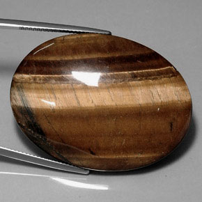 Oeil de Tigre Or Brun naturelle Coupe ovale, 75.54 ct, Opaque