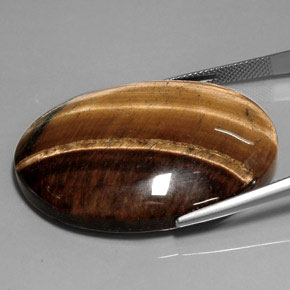 Oeil de Tigre Or Brun naturelle Coupe ovale, 75.54 ct, Opaque