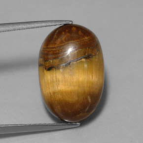 Tiger's eye marron naturelle coupe ovale, 12,90 ct, opaque