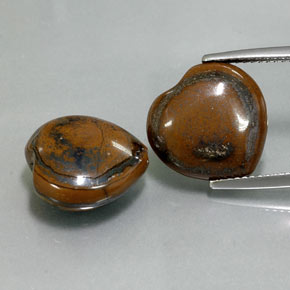 Achetez naturel ct multicolore tiger's eye gems, forme de coeur, en provenance thaïlande chez gemselect. en stock, livraison internationale!