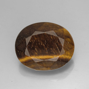 Tiger's eye marron naturelle coupe ovale, 25,78 ct, opaque
