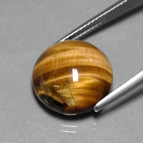 Oeil de Tigre Or Brun naturelle Coupe roude, 11.83 ct, Opaque
