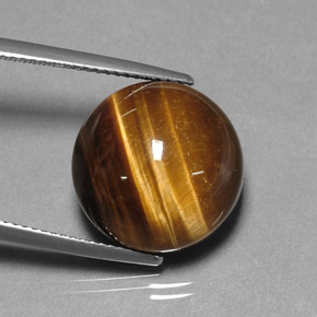 Oeil de Tigre Or Brun naturelle Coupe roude, 12.84 ct, Opaque