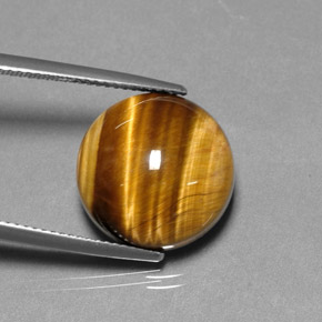 Oeil de Tigre Or Brun naturelle Coupe roude, 12.16 ct, Opaque