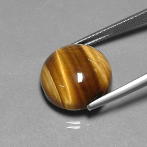 Oeil de Tigre Or Brun naturelle Coupe roude, 12.16 ct, Opaque
