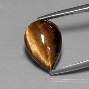 Tiger's eye marron naturelle en forme de poire, 5,33 ct, opaque
