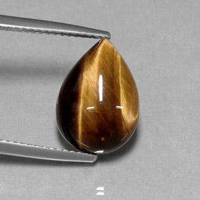 Oeil de Tigre Or Brun naturelle En forme de poire, 5.18 ct, Opaque