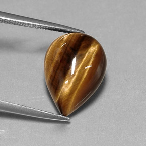 Tiger's eye marron naturelle en forme de poire, 5,17 ct, opaque